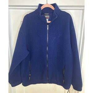 Roots Athletics Mens Fleece Jacket Full Zip Blue Made in Canada Large
